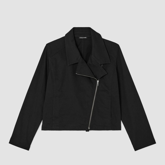 Eileen Fisher Notch Collar Denim Jacket – Black | Size Medium - Picture 7 of 8